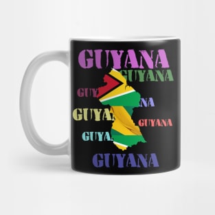 Guyana map multi color text Design! Mug